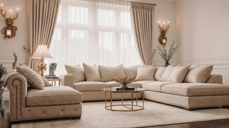 Chic luxury living room inspiration with elegant neutral décor, gold accents, and cozy textures a stunning example of luxury living room ideas on a budget.