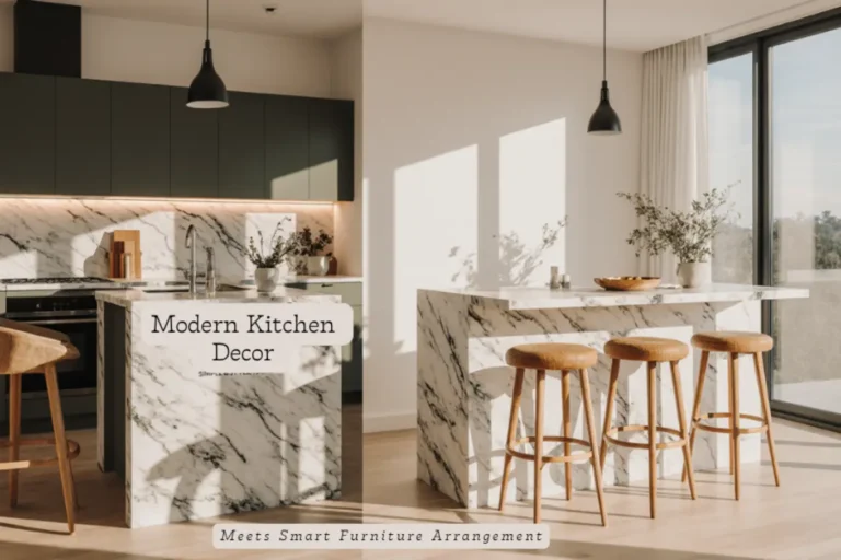 Modern kitchen decor meets smart furniture arrangement in a compact space