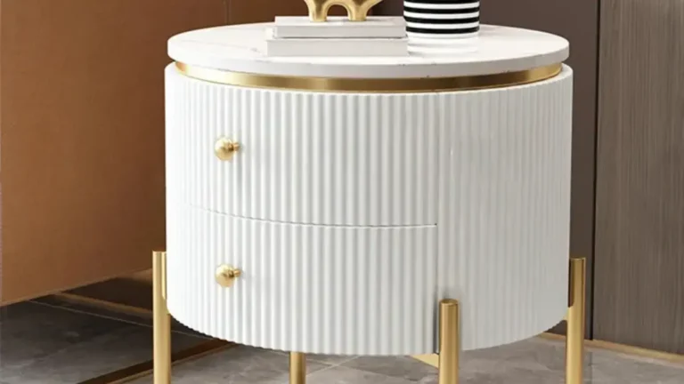 Yelly 21 Round Faux Marble Gold Side Table
