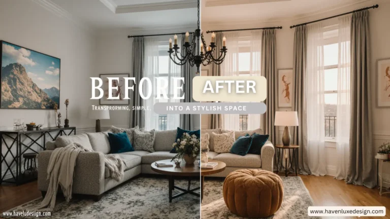 Transforming a simple room into a stylish space with modern furniture and lighting