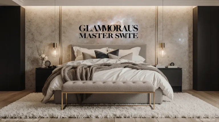 Luxury master suite ideas with elegant bedding and soft lighting