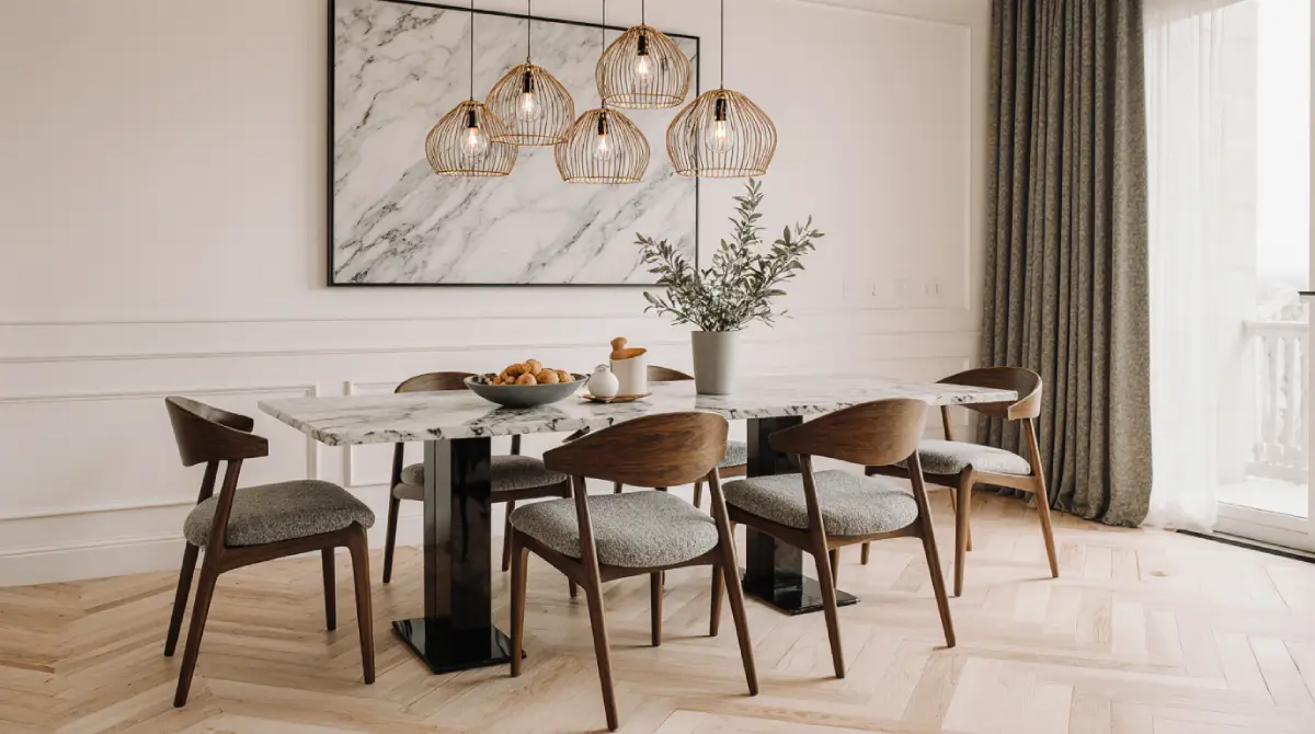 Modern dining room inspiration with minimalist furniture and neutral tones