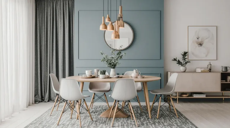 "How to decorate a modern dining room cheaply with stylish furniture and affordable décor"