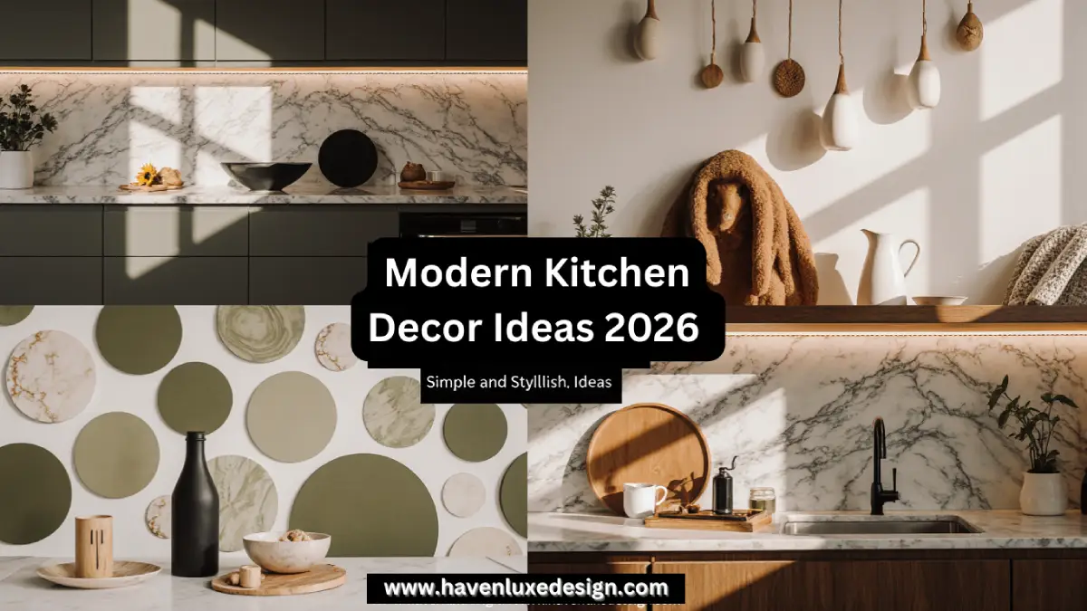 Modern kitchen decor ideas 2026 with sleek cabinets and LED lighting