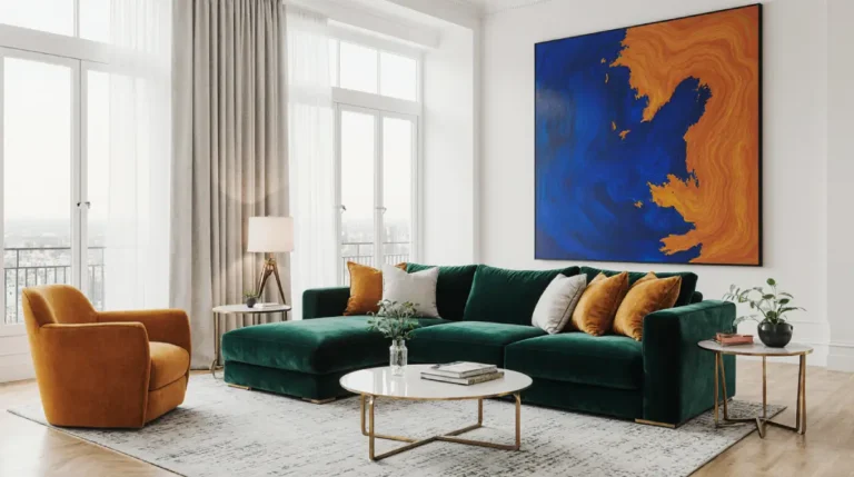 Bold color palettes for modern interiors featuring vibrant living room design