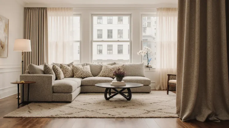 Comfortable living room design ideas with cozy sofa and warm lighting