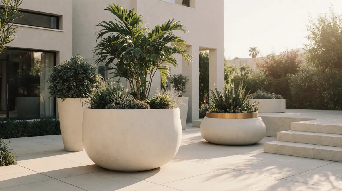 Big planters outdoor ideas for modern home garden design