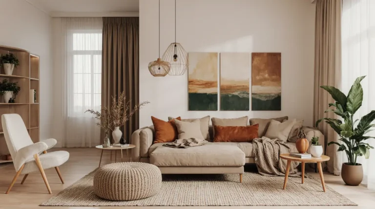 Earthy color palette home decor inspiration with warm natural tones