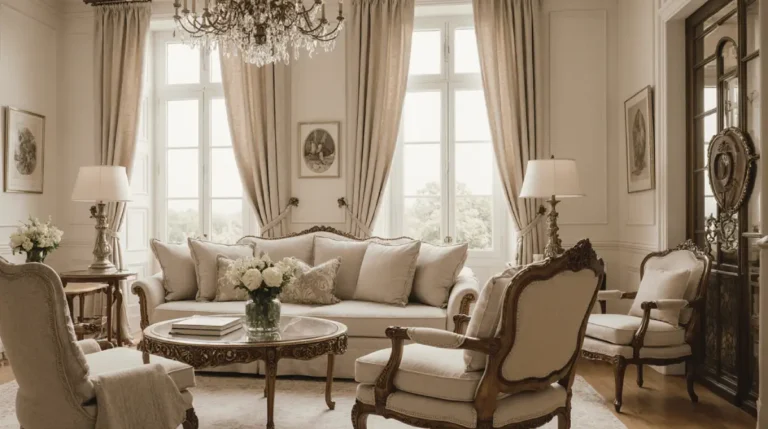 French Provincial interior design tips in elegant country living room