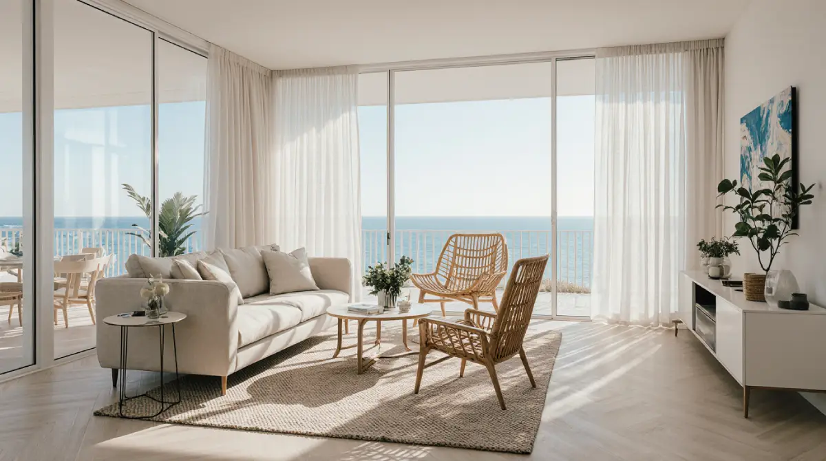 modern coastal living room ideas with neutral tones