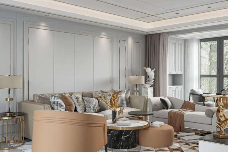 Sage green interior color scheme in modern living room