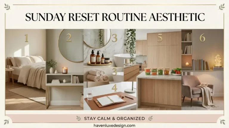 Cozy Sunday reset routine ideas with coffee, journal, and candles