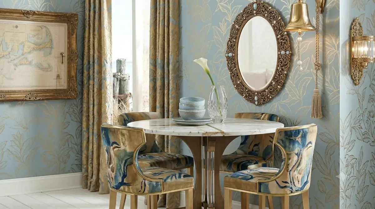 Space saving dining furniture for small homes with foldable table