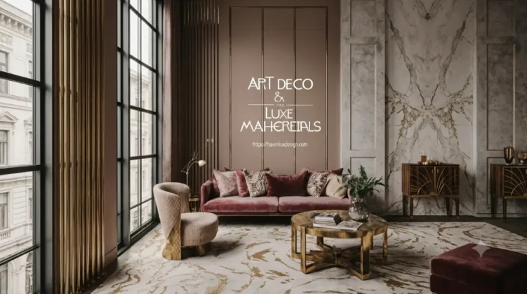 Art Deco interior ideas with geometric wallpaper and gold accents.