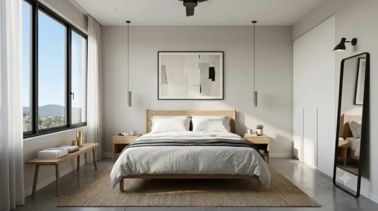 Modern minimalist bedroom decor ideas with neutral colors.