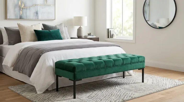velvet bedroom bench ideas in a modern bedroom