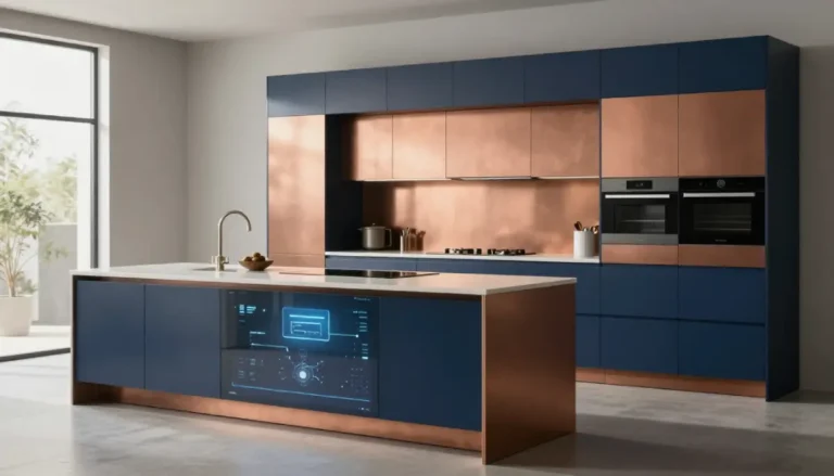 Futuristic kitchen design 2026 with smart appliances