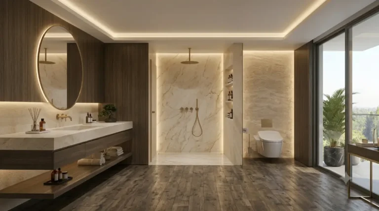 Modern small bathroom design ideas US homes with floating vanity