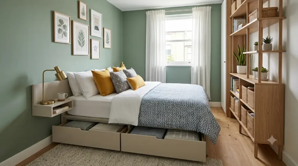 Small bedroom solutions featuring smart storage and space-saving furniture ideas