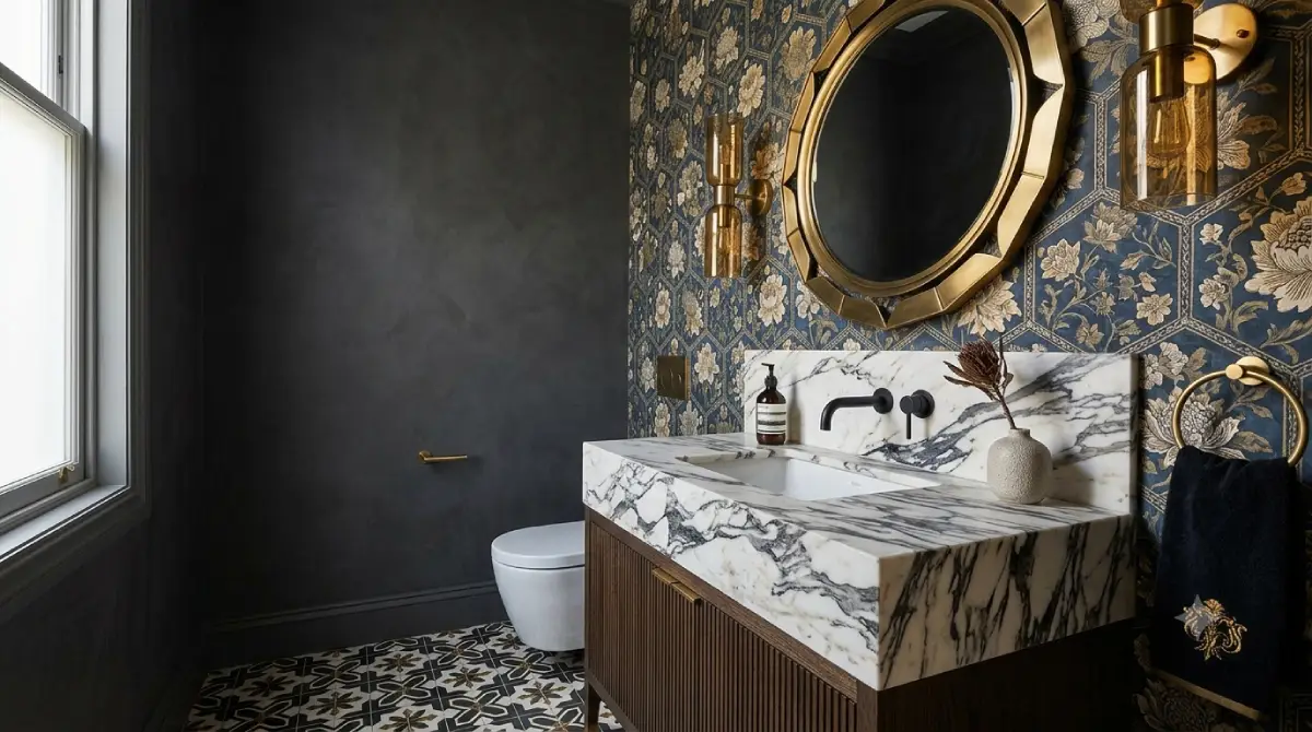 luxury statement powder room ideas