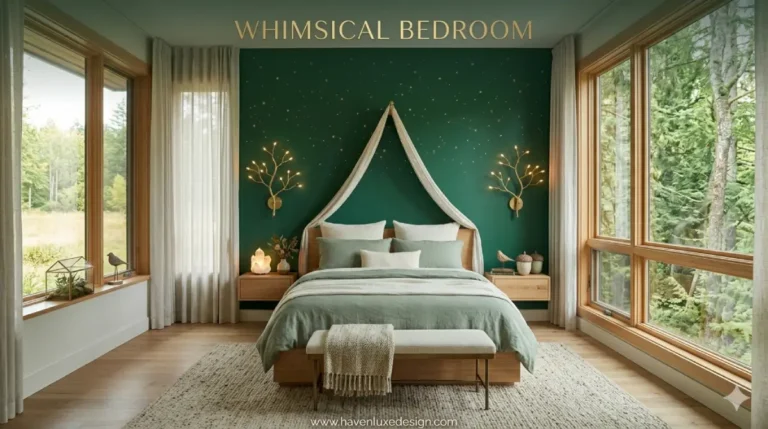 Whimsical bedroom ideas with fairy lights and pastel decor.