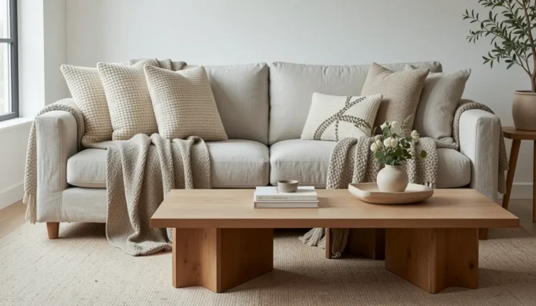 linen sofa styling ideas in a modern living room