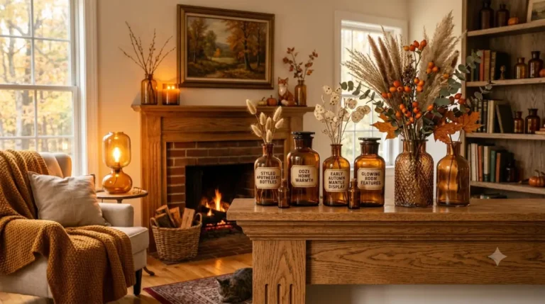 Amber glass decor displayed on a modern living room coffee table